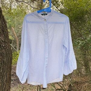Lauren Ralph Lauren Blue and White Striped Shirt
